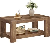 Table basse, table à thé, table centrale à 2 niveaux en bois massif, charme rustique, lignes épurées, style farmhouse pour salon, petite table d'appoint