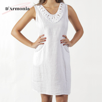 Vestido Mini Lápiz de Lino 100% Ecológico, Elegante, Casual, con Hombros Descubiertos, Cintura Natural, para Fiesta, 2024