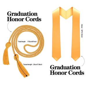 Ensemble de toges et toques de graduation unisexe mates 2025 en gros avec cordon d'honneur, breloque, pompon et étole – Cadeau universitaire personnalisable pour l'école - Product Image 5