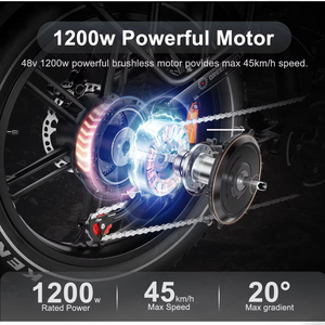 Vélo électrique tout-terrain à suspension intégrale 48V 17Ah 1200W à moteur brushless haute vitesse avec pneus larges, faible MOQ, modèle RS-A02 Plus Fat - Product Image 5