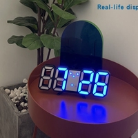 Jam dinding Digital LED 3D, elektronik plastik Display temperatur meja desain Modern