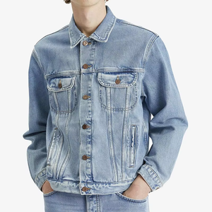 Customize Fashionable Heavy Organic Cotton Jeans <b>Jacket</b> <b>Light</b> Blue Custom Mens Denim <b>Jacket</b> - Product Image 2