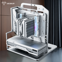 Gabinete de PC Socooler Estético M-ATX Full Tower de Aluminio de Aviación con Refrigeración Líquida, Panel Lateral con Ventana, Gabinete de Computadora para Juegos de Alta Calidad