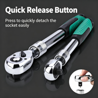Jeu de clés à cliquet télescopiques à dégagement rapide, 3 pièces, couleur verte/rouge, 1/4 ", 3/8 ", 1/2 ", kit d'outils manuels pour réparation automobile