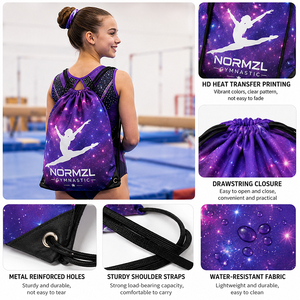 Sac à cordon color-block pour l'académie de danse, impression personnalisée du logo, sac de sport en polyester pour la gymnastique - Product Image 3