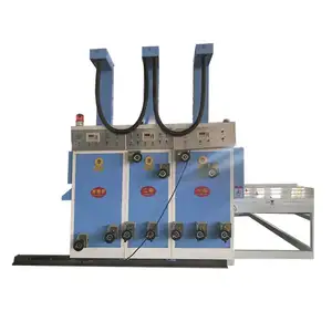 Máquina de fabricación de cajas de cartón corrugado con alimentador de cadena tipo 3 colores máquina ranuradora de impresión