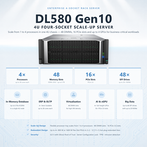 Servidor en Rack DL580 Gen10 DL560 4U DDR4 SAS para Virtualización, Base de Datos, Memoria Empresarial, HPC * el DL580 Gen10 es un servidor de 4U con cuatro zócalos - Product Image 1