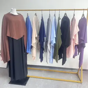 Sharut Wholesale Ramadan Overhead Tie Back Plain Prayer Scarf Muslim Women Crepe Hijab Niqab Jilbab Khimar Matching Hijab Scarf