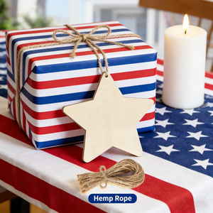 Piezas decorativas colgantes de madera para el Día de la Independencia Americana, decoraciones para fiestas en casa, adornos colgantes de madera con forma de estrella de cinco puntas - Product Image 5