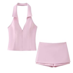 Vente en gros de nouvelle mode rose pour femmes veste à col suspendu avec <span class=keywords><strong>jupe</strong></span> et pantalon de tailleur combinaisons et combishorts - Product Image 1