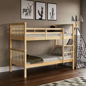 <b>Double</b>-Decker <b>Bunk</b> <b>Beds</b> Wood Frame Low Profile Minimalist Design for School Dormitory Hotel Apartment Commercial Use - Product Image 1