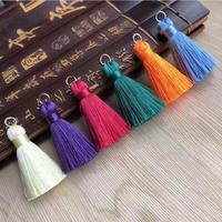 Sjzmm haute qualité 4cm fil de soie gland avec anneau pour la fabrication de bijoux porte-clés boucles d'oreilles accessoires de cheveux