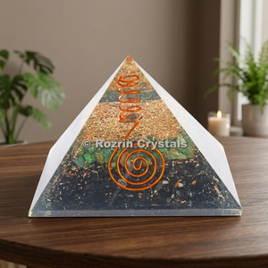 Pirámide de Orgón de Cristales Rozrin con Incrustaciones de Turmalina Verde Aventurina, Escultura Tallada en Cristal, Decoración para el Hogar - Product Image 4