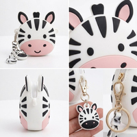 Dompet Koin Silikon 3D Safari Afrika Singa Zebra Gajah Baobab Drum Gantungan Kunci Tempat Penyimpanan Earphone Logo Kustom Grosir
