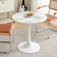 Table à manger mobile de luxe en marbre style nordique avec plateau en ardoise et structure en acier carbone, 4 places, pour bureau, réception, café, balcon