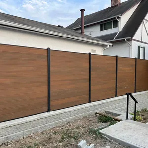 Eco-friendly Easy Installation WPC Wood Courtyard Garden Villa Outdoor Plastic Fence Panel WIth Aluminum Post