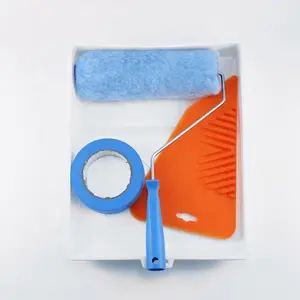 畅销工具蓝色油漆滚筒橙色油漆刮刀胶带白色托盘