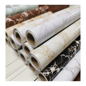 Rollo autoadhesivo con revestimiento adhesivo en relieve de lámina de PVC con efecto de mármol más vendido para gabinetes de baño y hoteles - Product Image 1