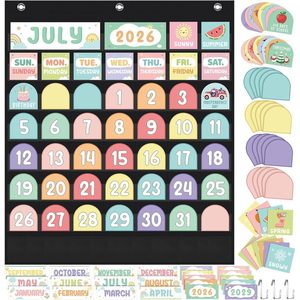 Juego de tableros de calendario de bolsillo para el aula, vista mensual, tablero de anuncios de papel, gestión del tiempo, regreso a clases, paquete de varias piezas - Product Image 1