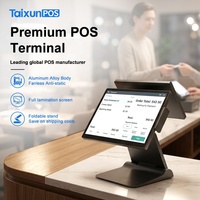 Sistem POS Layar Ganda 15,6 Inci Berbahan Aluminium Alloy Terbaru, Android All in One, Mesin Sistem POS