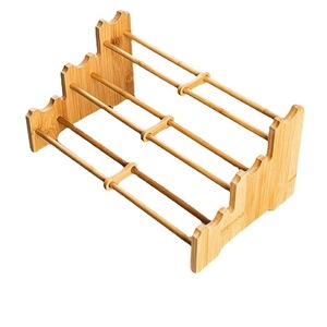 Support à tasses en bambou à 3 niveaux, support de rangement de bureau pour utilisation sur la table à thé du salon - Product Image 1