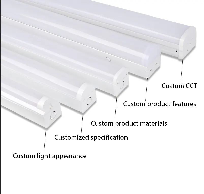 ตัวอย่างฟรี OEM / ODM โคมไฟที่กําหนดเองไฟ LED ที่กําหนดเอง PC Body คลังสินค้าสํานักงาน Smd2835 หลอด LED Led ปรับแต่งได้ BattenLight