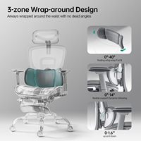 Fauteuil de Bureau Ergonomique Moderne et Personnalisable en Maille, Inclinable pour la Sieste, Pivotant, avec Appui-tête Réglable, Idéal pour Usage Professionnel