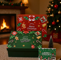 Coffret Cadeau de Noël de Luxe Imprimé Magnétique en Carton Rigide Deux Pièces avec Carte de Vœux et Logo Personnalisé – Coffret Cadeau de Noël