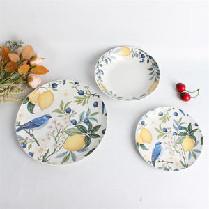 <span class=keywords><strong>Service</strong></span> de table en céramique 18 pièces, thème oiseau bleu et <span class=keywords><strong>citron</strong></span>, décoration intégrale, <span class=keywords><strong>service</strong></span> pour 6 - Product Image 4