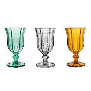 Verre à pied en verre ambré gaufré vintage pour vin, fête, mariage, bar - Product Image 4