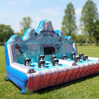 Jeu gonflable interactif de fuite des pingouins Whack-a-Mole pour location de fête et événements en centre commercial