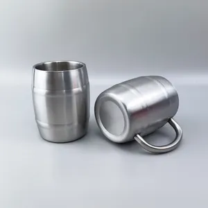 Caneca durável em forma de tambor para café, copo de viagem em aço inoxidável 450ml, caneca barril, copo de vinho em aço inoxidável