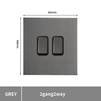 Interrupteur à bouton-poussoir de luxe minimaliste transfrontalier, prise multifonctionnelle britannique 220V, panneau en acier inoxydable gris mat