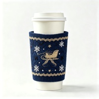 Manchon de tasse à café réutilisable MSYO avec logo personnalisé, en crochet, style pull de voyage, pour thé ou glace, motif pull de Noël