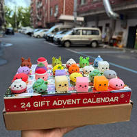 Calendrier de l'Avent de Noël : Boîte Mystère avec Jouets Anti-stress Mignons en Forme de Dessins Animés à Presser – Coffret Cadeau