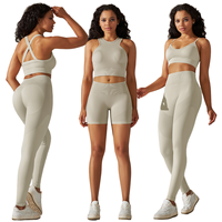 2025 nouvelle vente chaude Logo personnalisé vêtements de sport actifs femmes 2 pièces sans couture Nylon Spandex Yoga bout à bout Leggings Shorts ensemble