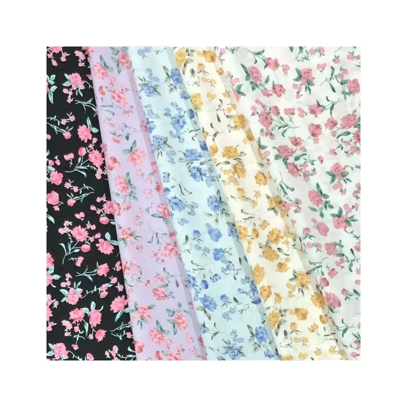 Großhandel billigste bequeme modische Blumenmuster Polyester Chiffon Stoff für Frauen Sommerkleid ung gedruckt