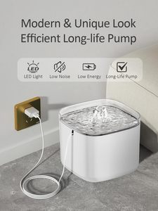 Fontaine à eau automatique intelligente sans fil pour chat, 3L, rechargeable par USB, en plastique écologique, avec filtre automatique, pour usage extérieur, avec réglage de la durée - Product Image 2