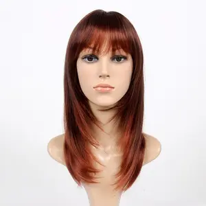 Japanese Popular Straight Hair Rose Red Girl Wig