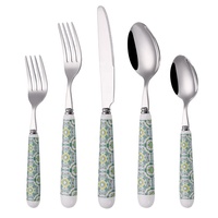 Ensemble de vaisselle de décoration de table de mariage 5 pièces cuillères fourchettes et couteaux ensembles de couverts en acier inoxydable 18/10 avec poignées en céramique