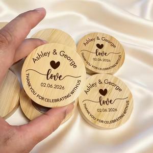 Abridor de Botellas Magnético de Madera Redondo con Logotipo, Recuerdo de Boda Personalizado para Invitados, Regalo para Fiestas - Product Image 1