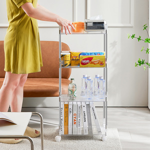 Lin Yu <b>Bathroom</b> Storage Rack 4 Tier Transparent Rolling Cart Freestanding Toilet Organizer <b>Kitchen</b> And <b>Bathroom</b> Storage - Product Image 4