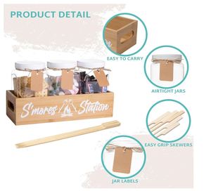 Tùy Chỉnh SMores Kit Cho Lửa Hố SMores Caddy Với Jar <span class=keywords><strong>Sticks</strong></span> Cho SMores Nhà Sản Xuất Trạm Hộp Gỗ Cho <span class=keywords><strong>Marshmallow</strong></span> Rang Gậy - Product Image 3
