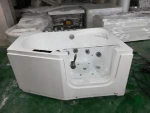 Baignoire autoportante rectangulaire moderne en acrylique <span class=keywords><strong>pour</strong></span> intérieur, avec fonction <span class=keywords><strong>spa</strong></span>, hydromassage et 18 jets, porte en verre et robinet de douche - Product Image 5