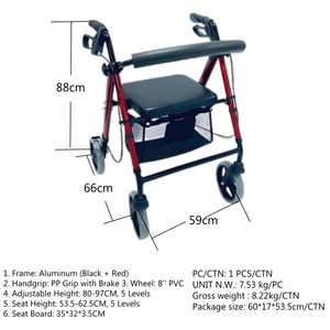 Déambulateur léger en aluminium pour adultes, pliable, avec siège, aide à la marche, dispositif médical - Product Image 6