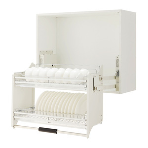 Étagère de rangement double couche en acier inoxydable de qualité supérieure, fabriquée en Chine, avec système de levage pour armoire de cuisine et amortisseur de fermeture douce - Product Image 6