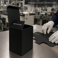 Minimalistische Mattschwarze Starre Geschenkbox mit Individueller Bedruckung für Kosmetik, Parfüm, Duft, Tuck-End Faltkarton, Luxusverpackung