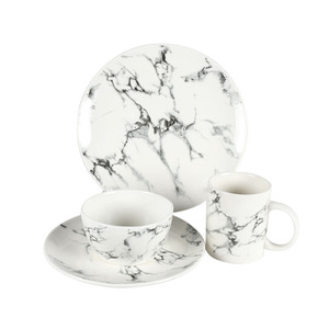 Commercial Marble White Ceramic <b>Dinnerware</b> <b>Set</b> Chip-Resistant & Dishwasher Safe BPA Free FDA/CE Certified <b>for</b> Restaurants - Product Image 5