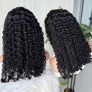 Peluca de Cabello Humano Rizado Birmano con Encaje Transparente, Color Negro Natural, Rizos Suaves y Abundantes, Línea de Cabello Pre-Desplumada, Densidad Completa - Product Image 3