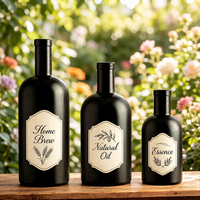 Bouteille en verre noir mat avec bouchon en liège, bouteille en verre vide personnalisée pour liqueur ou huile d'olive 200ml 375ml 500ml 750ml 1000ml
